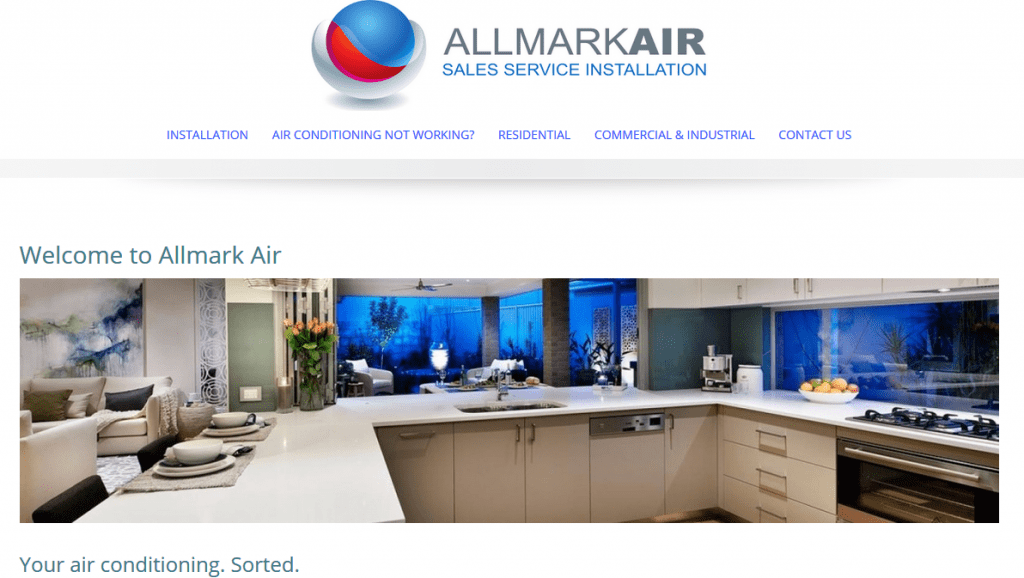 Allmark Air website. Web design by Safe Web Hosting