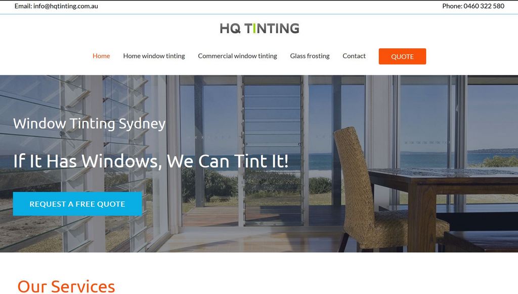 HQ Tinting. Web design by Safe Web Hosting